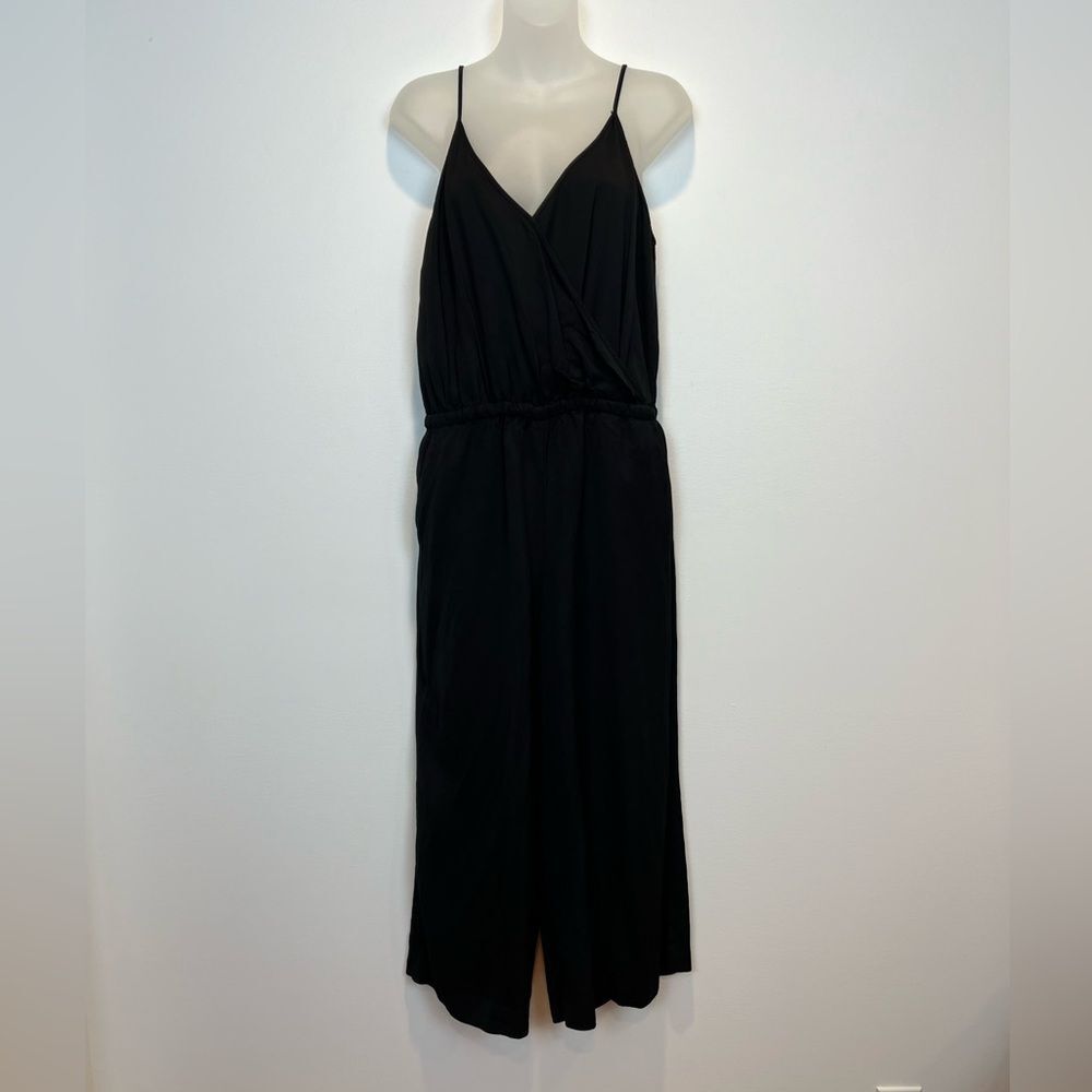 Ann Taylor Loft Black Linen Blend Jumpsuit Pantsuit Spaghetti strap SZ Small